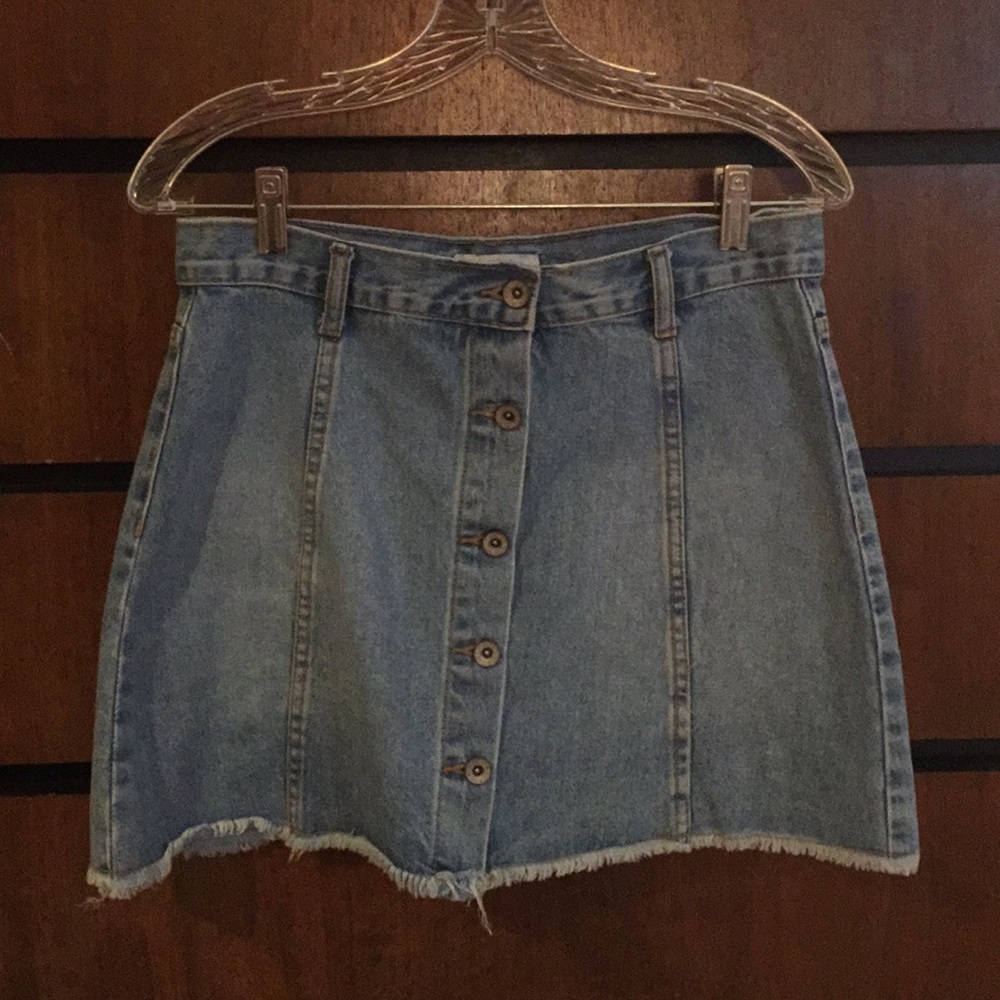 Forever 21 High Rise Denim Button Down Skirt